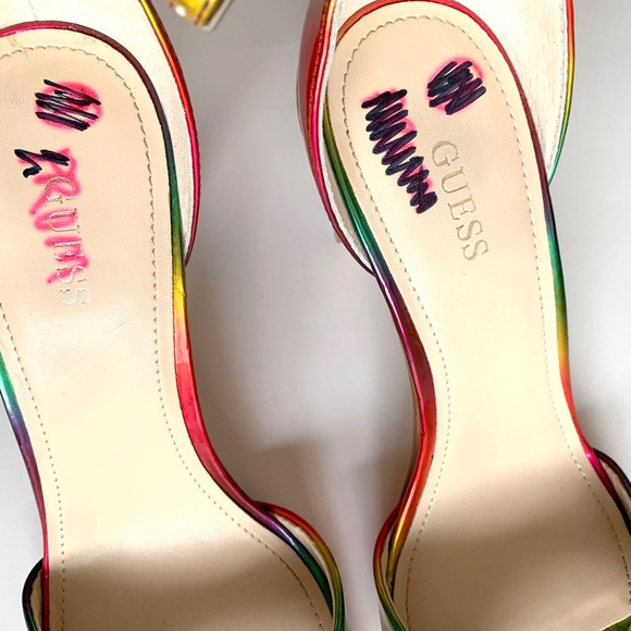 GUESS Women's "Divine" Multicolor Rainbow Heels Size: 9M - Picture 7 of 8